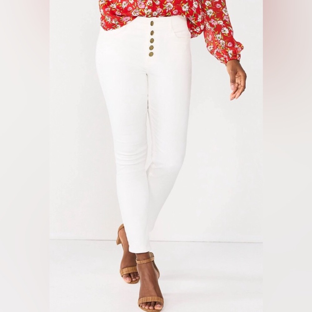 NEW DRAPER JAMES RSVP High-Rise Skinny Jeans White. 4